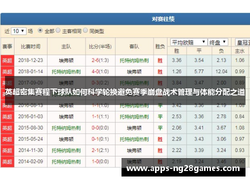 英超密集赛程下球队如何科学轮换避免赛季崩盘战术管理与体能分配之道